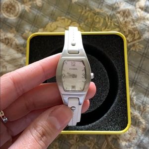 White Fossil Watch